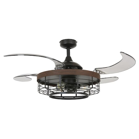 Rayo 48 in. Montclair Black with Koa Trim AC Ceiling Fan with Light RA1689020